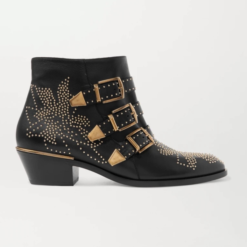 Black Chloe Susanna Studded Boots - size 35